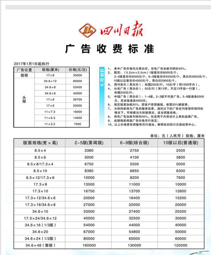 登报费用